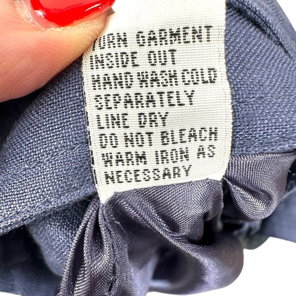 APPRAISAL Navy Blue Button Up Maxi Linen Blend Prarie Lined Skirt Womens Size 14 - Picture 7 of 15
